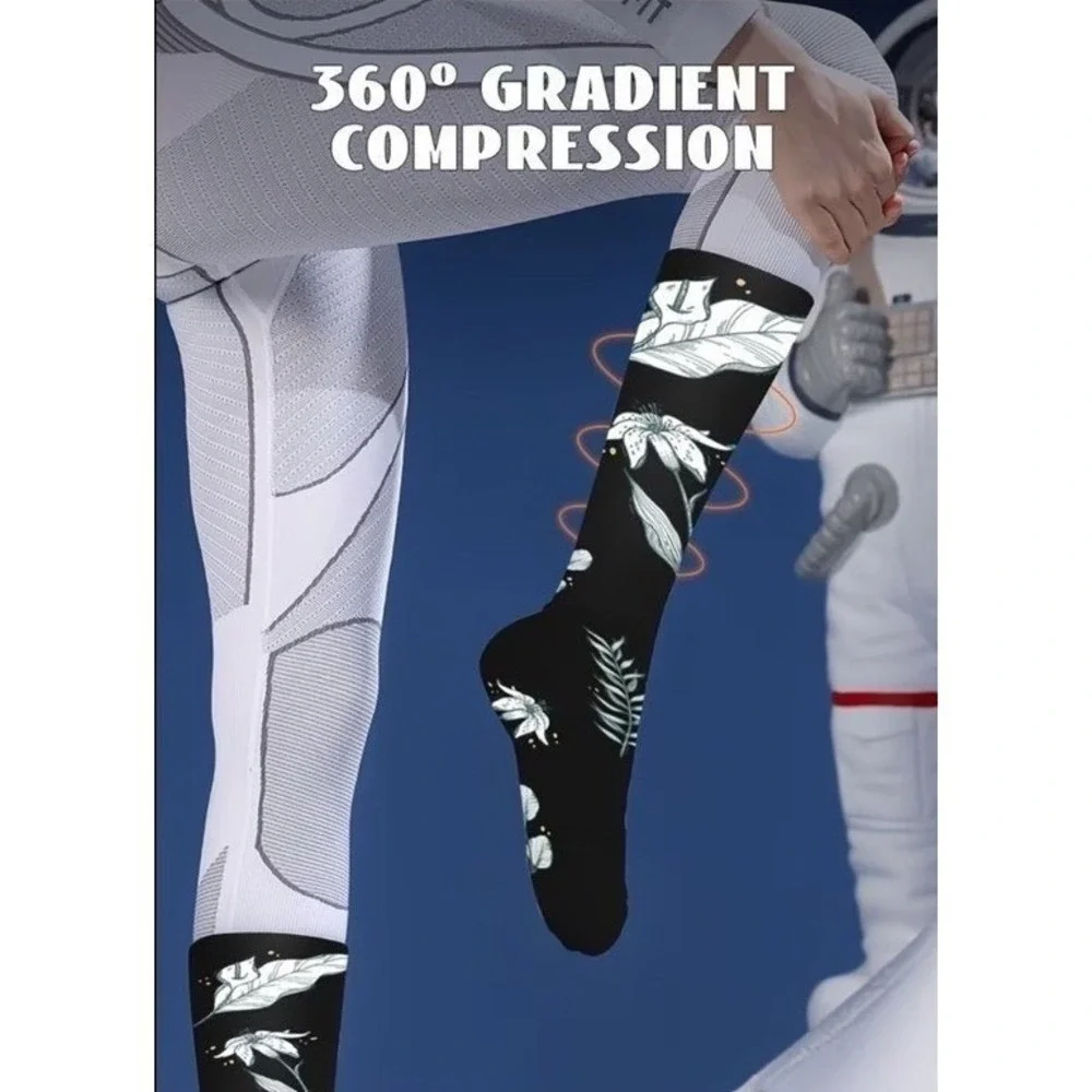 Unisex 20-30 mmHg Compression Socks 4XL Floral‎ Double Gradient Medical 4 Pack